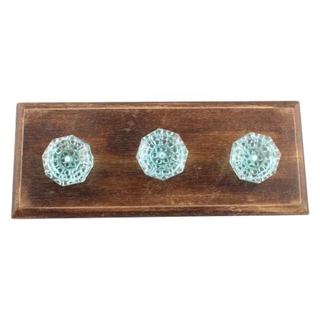 Water Octagon Shape Glass Wooden Hooks